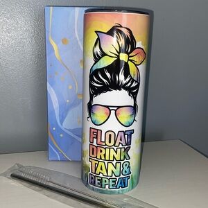Float Tan Repeat 20oz Tumbler new w box and stainless steel reusable straw